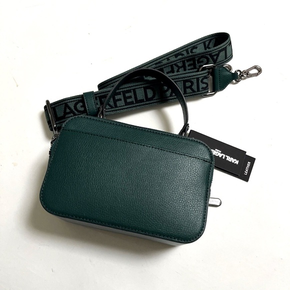 KARL LAGERFELD Simone Green Camera Bag Top Handle Crossbody $230 NWT + Dust Bag - Picture 5 of 9